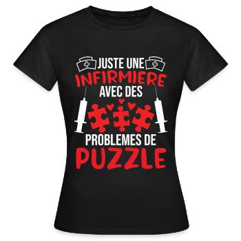 Krankenschwester mit Rätselproblemen - Frauen T-Shirt - Schwarz - Vorne - AI Model Female 172 dark (172cm)