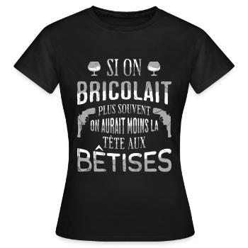 Si on bricolait les Tontons Film Flingueurs - T-shirt Femme - noir - Devant - AI Model Female 172 dark (172cm)