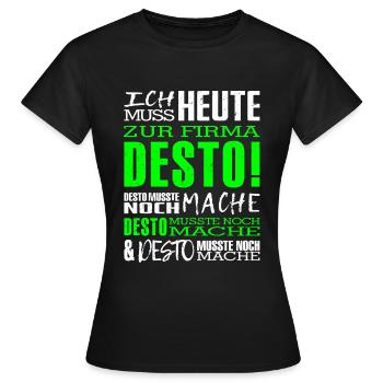 Firma Desto - Frauen T-Shirt - Schwarz - Vorne - AI Model Female 172 dark (172cm)