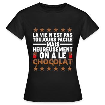 Chocolat Humour Tablette de Chocolat Accro - T-shirt Femme - noir - Devant - AI Model Female 172 dark (172cm)