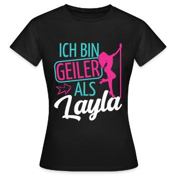 Ich bin geiler als Layla Mallorca Malle - Frauen T-Shirt - Schwarz - Vorne - AI Model Female 172 dark (172cm)
