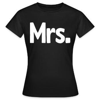 Mrs. Matching Paar Verlobung Hochzeit Flitterwochen - Frauen T-Shirt - Schwarz - Vorne - AI Model Female 172 dark (172cm)