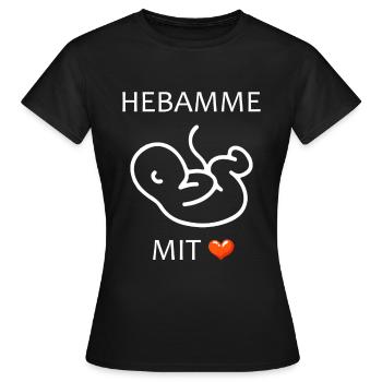 Hebamme mit Herz Baby eine Hebamme - Frauen T-Shirt - Schwarz - Vorne - AI Model Female 172 dark (172cm)
