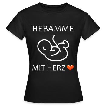 Hebamme mit Herz Baby eine Hebamme - Frauen T-Shirt - Schwarz - Vorne - AI Model Female 172 dark (172cm)