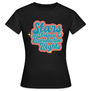 Rayures étoilées et droits de reproduction - T-shirt Femme - noir - Devant - AI Model Female 172 dark (172cm)