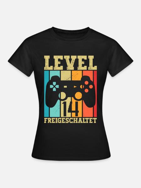 14 Level Freigeschaltet Gamer Spruch Geburtstag 14 - Frauen T-Shirt - Schwarz