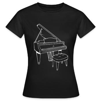 Ein Klavier mit dem Stuhl Piano Musikinstrument - Frauen T-Shirt - Schwarz - Vorne - AI Model Female 172 dark (172cm)