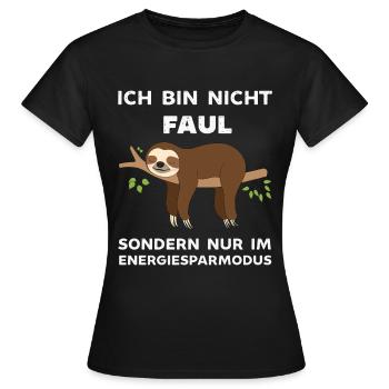 Ich bin nicht Faul ich spare Energie ein Faultier - Frauen T-Shirt - Schwarz - Vorne - AI Model Female 172 dark (172cm)