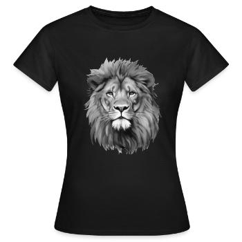 A portrait of the lion of the Lion Lion - Women's T-Shirt - black - Front - AI Model Female 172 dark (172cm)