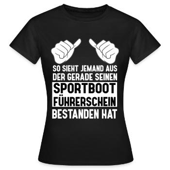 Erfolgreicher Sportbootführerschein - Bestanden - Frauen T-Shirt - Schwarz - Vorne - AI Model Female 172 dark (172cm)