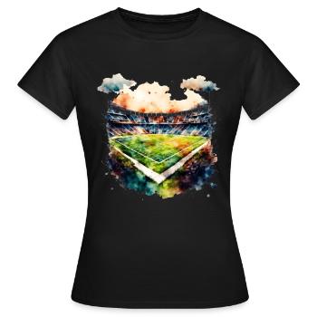 Stade de football dans le stade de Fussball à l’aquarelle - T-shirt Femme - noir - Devant - AI Model Female 172 dark (172cm)