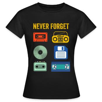Never Forget Retro electronic devices Vintage - Women's T-Shirt - black - Front - AI Model Female 172 dark (172cm)
