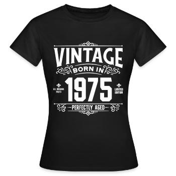 Vintage né(e) en 1975 Anniversaire 50 Ans 50 Jahre - T-shirt Femme - noir - Devant - AI Model Female 172 dark (172cm)