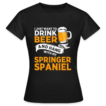 Épagneul springer - T-shirt Femme - noir - Devant - AI Model Female 172 dark (172cm)