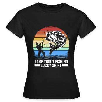 Forelle Forellenteich Angelhaken Angelrute Angler - Frauen T-Shirt - Schwarz - Vorne - AI Model Female 172 dark (172cm)