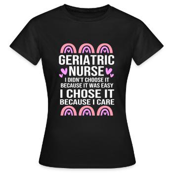 Maison de retraite Infirmière gériatrique Infirmière - T-shirt Femme - noir - Devant - AI Model Female 172 dark (172cm)