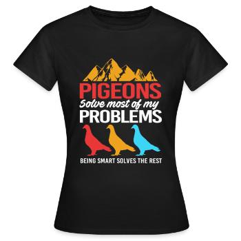 Pigeons Pigeon - T-shirt Femme - noir - Devant - AI Model Female 172 dark (172cm)