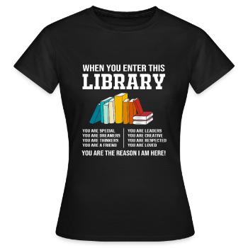 Bibliothèque Livre Rat de bibliothèque Lecture Rat de bibliothèque - T-shirt Femme - noir - Devant - AI Model Female 172 dark (172cm)