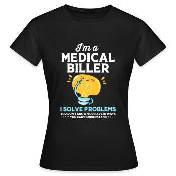 Codeur médical - T-shirt Femme - noir - Devant - AI Model Female 172 dark (172cm)
