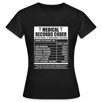 Medical Programmer Medical Coder - Women's T-Shirt - black - Front - AI Model Female 172 dark (172cm)
