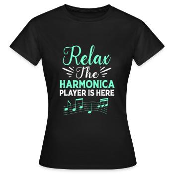 Harmonica Folk Music Folk Festival - Women's T-Shirt - black - Front - AI Model Female 172 dark (172cm)