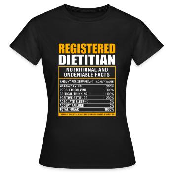 Diététicien Régime - T-shirt Femme - noir - Devant - AI Model Female 172 dark (172cm)