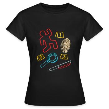 True Crime Krimi - Frauen T-Shirt - Schwarz - Vorne - AI Model Female 172 dark (172cm)