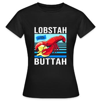 Homard Fruits de mer Homard du Maine Langouste - T-shirt Femme - noir - Devant - AI Model Female 172 dark (172cm)