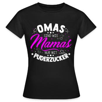 Beste Oma Lieblingsoma Puderzucker Familie Herz Ge - Frauen T-Shirt - Schwarz - Vorne - AI Model Female 172 dark (172cm)