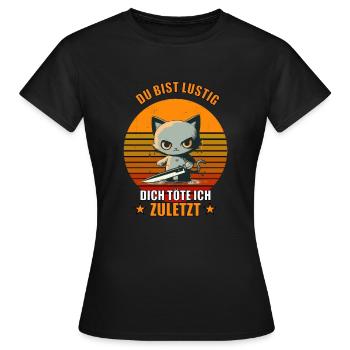 Lustiges Katzen T-Shirt Desing. Geschenkidee - Frauen T-Shirt - Schwarz - Vorne - AI Model Female 172 dark (172cm)