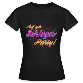 Auf zur Schlagerparty - Frauen T-Shirt - Schwarz - Vorne - AI Model Female 172 dark (172cm)