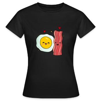 Egg Fried Egg Bacon Couple - Women's T-Shirt - black - Front - AI Model Female 172 dark (172cm)