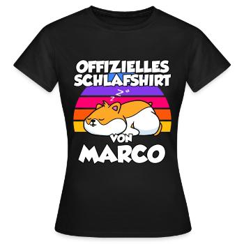 Offizielles Schlafshirt Von Marco - Frauen T-Shirt - Schwarz - Vorne - AI Model Female 172 dark (172cm)