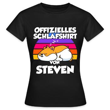 Offizielles Schlafshirt Von Steven - Frauen T-Shirt - Schwarz - Vorne - AI Model Female 172 dark (172cm)