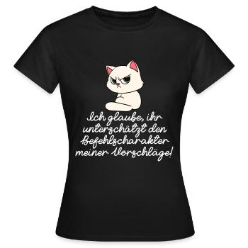 Katze Diva Befehle - Frauen T-Shirt - Schwarz - Vorne - AI Model Female 172 dark (172cm)