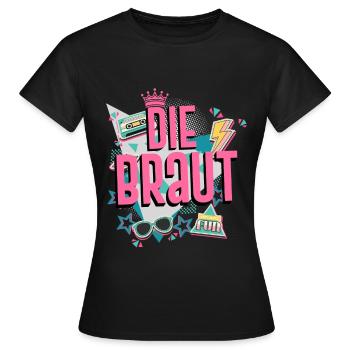 Junggesellinenabschied 90er JGA Retro Vintage - Frauen T-Shirt - Schwarz - Vorne - AI Model Female 172 dark (172cm)