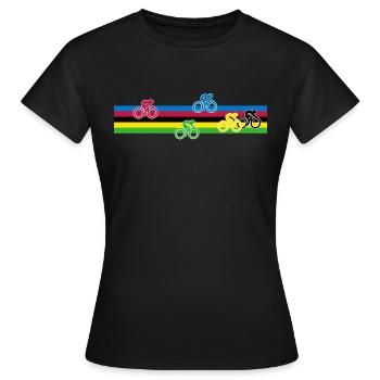 Rennrad Radsport Weltmeister Regenbogen Trikot - Frauen T-Shirt - Schwarz - Vorne - AI Model Female 172 dark (172cm)