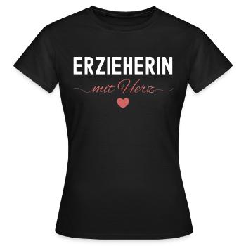 Beste Erzieherin Mit Herz Kita Geschenk Danke - Frauen T-Shirt - Schwarz - Vorne - AI Model Female 172 dark (172cm)