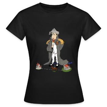 Lustige Napoleon Bonaparte Karikatur Cartoon - Frauen T-Shirt - Schwarz - Vorne - AI Model Female 172 dark (172cm)