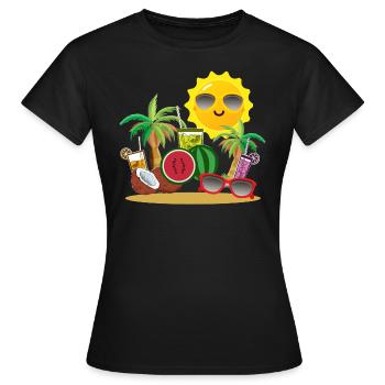 Fête de vacances d'été au soleil - T-shirt Femme - noir - Devant - AI Model Female 172 dark (172cm)
