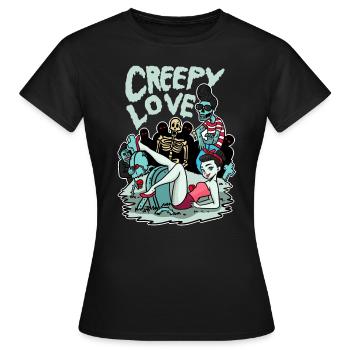Creepy Love I Gift pour les fans d'horreur et de rock - T-shirt Femme - noir - Devant - AI Model Female 172 dark (172cm)