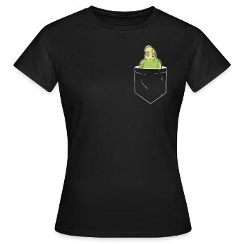 Poche poitrine perruche cockatiel - T-shirt Femme - noir - Devant - AI Model Female 172 dark (172cm)
