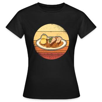 Pièce de rôti de porc rôti graphique Bavière - T-shirt Femme - noir - Devant - AI Model Female 172 dark (172cm)