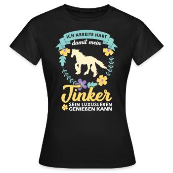 Irish Tinker Gypsy Cob Pferd Pferdemädchen - Frauen T-Shirt - Schwarz - Vorne - AI Model Female 172 dark (172cm)