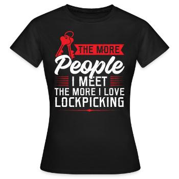 J’adore le lockpicking | | de prélèvement de serrure Sélecteur de serrure - T-shirt Femme - noir - Devant - AI Model Female 172 dark (172cm)