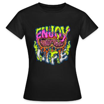 Enjoy Life now - Women's T-Shirt - black - Front - AI Model Female 172 dark (172cm)