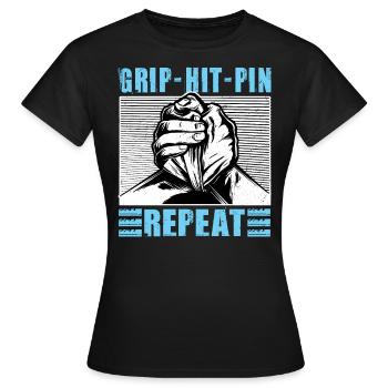 Grip Hit Pin Repeat - Bras de fer - T-shirt Femme - noir - Devant - AI Model Female 172 dark (172cm)