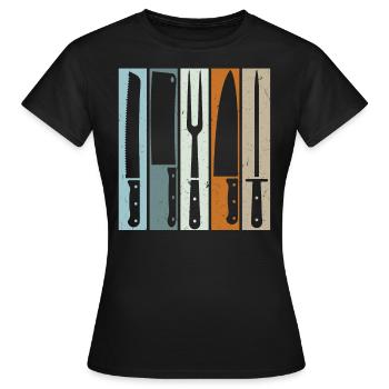 Butcher Knives In Vintage Look - Frauen T-Shirt - Schwarz - Vorne - AI Model Female 172 dark (172cm)