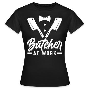 Butcher At Work - Frauen T-Shirt - Schwarz - Vorne - AI Model Female 172 dark (172cm)