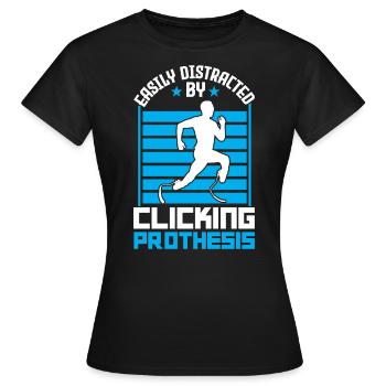 Easily Distracted By Clicking Prothesis - Women's T-Shirt - black - Front - AI Model Female 172 dark (172cm)